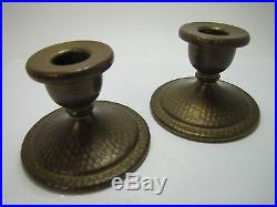 Vintage Brass Candlesticks Arts & Crafts Hammered style candle holders patina