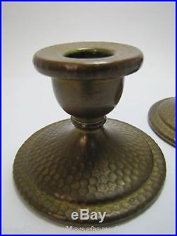 Vintage Brass Candlesticks Arts & Crafts Hammered style candle holders patina