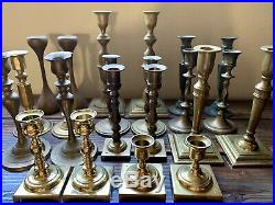 Vintage Brass Candlesticks Candle Holders 22 Lot 11 Pairs Wedding Event Decor