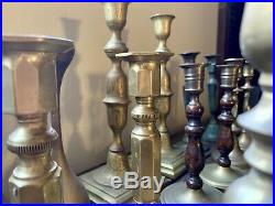 Vintage Brass Candlesticks Candle Holders 22 Lot 11 Pairs Wedding Event Decor