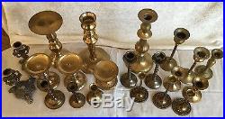 Vintage Brass Candlesticks Candle Holders Mixed Lot of 21