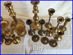 Vintage Brass Candlesticks Candle Holders Mixed Lot of 21