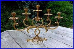 Vintage Brass Decorative Candelabra / Candlestick Holder For 5 Candles Home Art