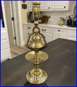 Vintage Brass English Victorian 13 Candlestick Holder Tavern Service Bell Rare