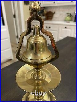 Vintage Brass English Victorian 13 Candlestick Holder Tavern Service Bell Rare