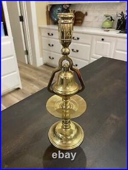 Vintage Brass English Victorian 13 Candlestick Holder Tavern Service Bell Rare