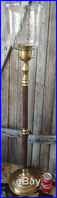 Vintage Brass Floor Candle Stick Holder Stand Glass Globe 43X-tall Bronze Tone