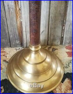 Vintage Brass Floor Candle Stick Holder Stand Glass Globe 43X-tall Bronze Tone