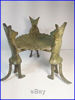 Vintage Brass Fox Butlers Candleholder Rare