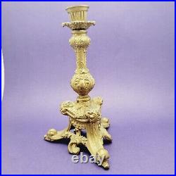 Vintage Brass Gold Girandole Hollywood Regency Candle Holder Candlestick No 5217