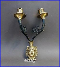Vintage Brass Gothic Brass Lady Wall Mount Candle Holder Sconce HEAVY