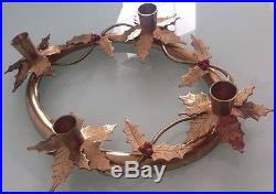 Vintage Brass Holiday Christmas Advent Wreath Candle Holder