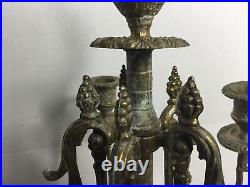 Vintage Brass Italian Baroque Style Candelabra 5 Arm 6 Holders 23.75 Tall