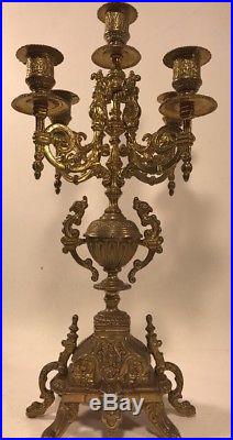 Vintage Brass Italian Candelabra 17 4 Arm-5 Candle