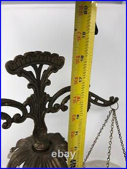 Vintage Brass Justice Balance Scale With Matching Candle Holders Marble Bases
