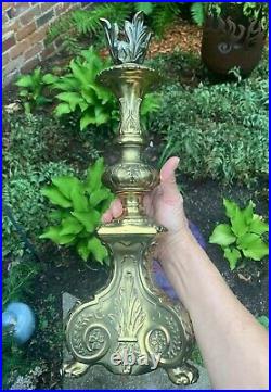 Vintage Brass Leaf Filigree Candle Holder Set 17 Cambridge Co 2