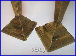 Vintage Brass Lion Head Candlesticks nice fluted four sided pair candle holders