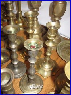 Vintage Brass Lot 46 Candlestick Candle Holders Assorted 12 Pairs Wedding Decor