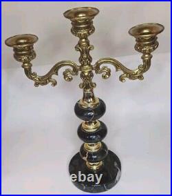 Vintage Brass & Marble Candle Holder 11