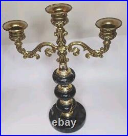 Vintage Brass & Marble Candle Holder 11