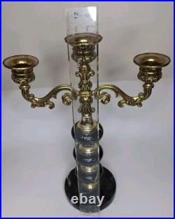 Vintage Brass & Marble Candle Holder 11