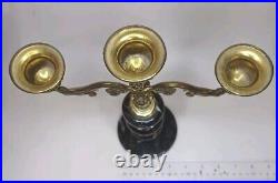 Vintage Brass & Marble Candle Holder 11