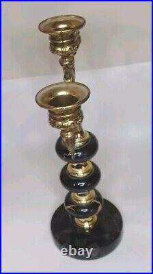 Vintage Brass & Marble Candle Holder 11