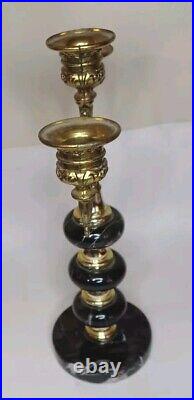 Vintage Brass & Marble Candle Holder 11