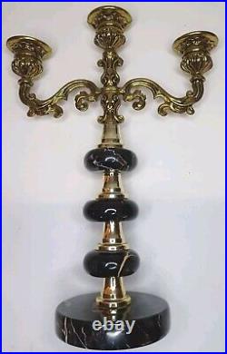 Vintage Brass & Marble Candle Holder 11