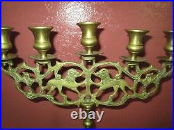 Vintage Brass Metal Candelabra Candle Holder Holds 5 Candles 16