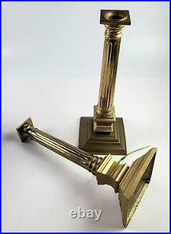 Vintage Brass Pillar Candle Holder Made in Hongkong 16 Tall Set of 2