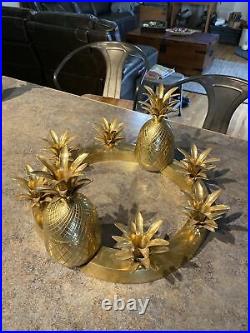 Vintage Brass Pineapple Center Piece Candle Holder Ice Bucket