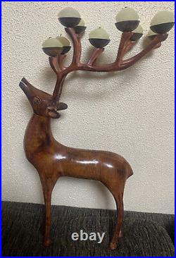 Vintage Brass Reindeer Candle Holder 10 Candles