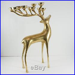 Vintage Brass Reindeer Floor Candelabra Candle Holder Christmas Gold Tone 20