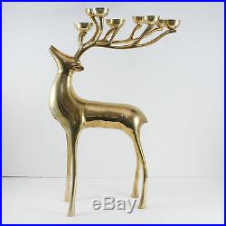 Vintage Brass Reindeer Floor Candelabra Candle Holder Christmas Gold Tone 20