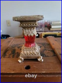 Vintage Brass/Ruby Red Candle Holders