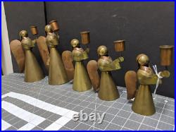 Vintage Brass Set of 5 Angel Candle Stick Holders Multiple Sizes