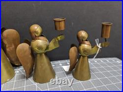 Vintage Brass Set of 5 Angel Candle Stick Holders Multiple Sizes
