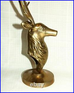Vintage Brass Stag Hart Deer Candle Holders Pair Candelabra Majestic