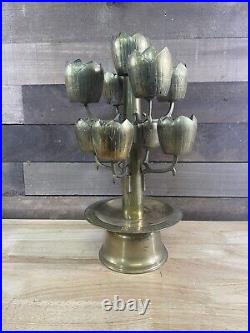 Vintage Brass Tulip Candelabra 8 Slot Candle Holder