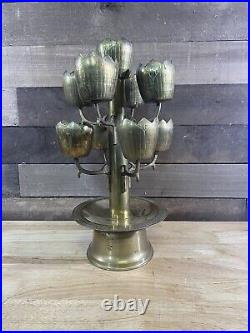 Vintage Brass Tulip Candelabra 8 Slot Candle Holder