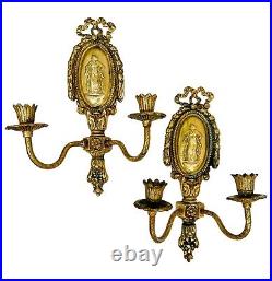 Vintage Brass Two-Arm Wall Candlestick Holders 13 Wall Sconce
