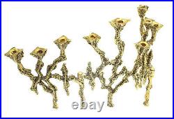 Vintage Brass Wainberg Hanukkah Menorah Brutalist Candle Holder Mid Century 1960
