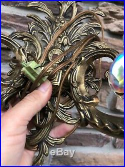Vintage Brass Wall Sconce Candle Holder 2 Arms