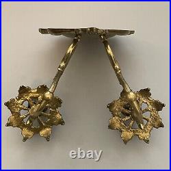 Vintage Brass Wall Sconce Candle Holders British Coat of Arms Lion Unicorn Pair