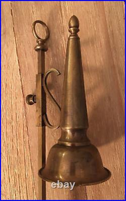 Vintage Brass & Wood Taper Candleholder adjustable Snuffer Ethan Allen 21