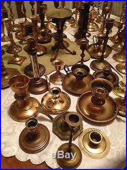 Vintage Brass candlesticks LOT OF 65 patina Wedding Holiday Decor