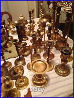 Vintage Brass candlesticks LOT OF 65 patina Wedding Holiday Decor