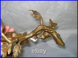 Vintage Bronze Birds and Porcelain Flowers candle holder