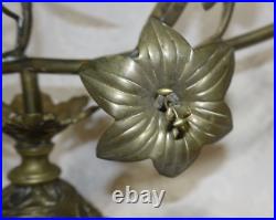 Vintage Candelabra Aged Brass Color Metal 7 Candles Vine Flowers 30 x 18